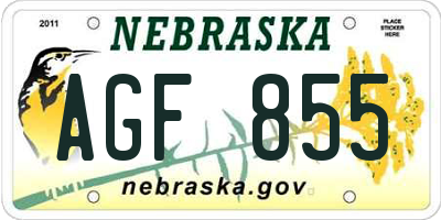 NE license plate AGF855