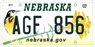 NE license plate AGF856