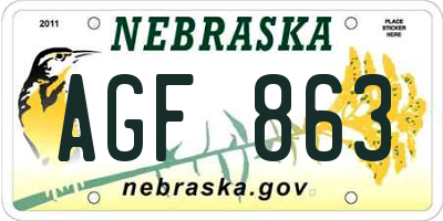NE license plate AGF863