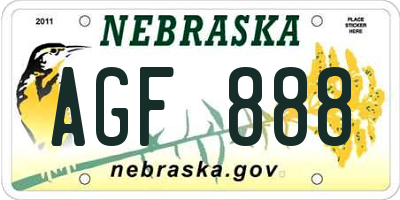 NE license plate AGF888