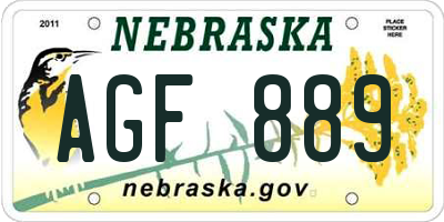 NE license plate AGF889