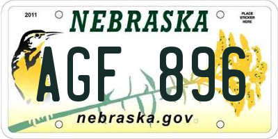 NE license plate AGF896
