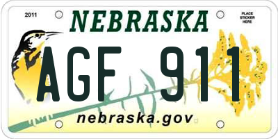 NE license plate AGF911