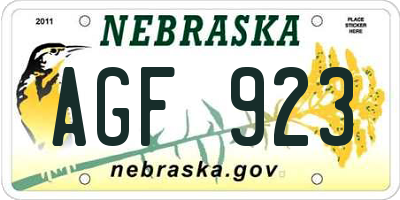 NE license plate AGF923