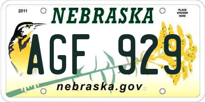 NE license plate AGF929