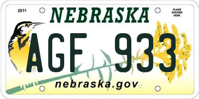 NE license plate AGF933