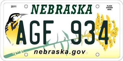 NE license plate AGF934
