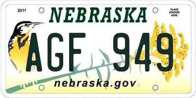 NE license plate AGF949