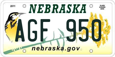 NE license plate AGF950