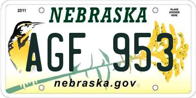 NE license plate AGF953