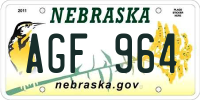 NE license plate AGF964
