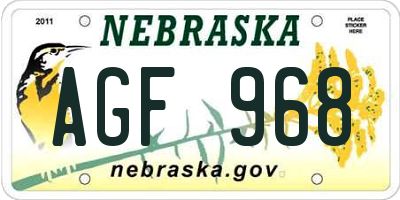 NE license plate AGF968