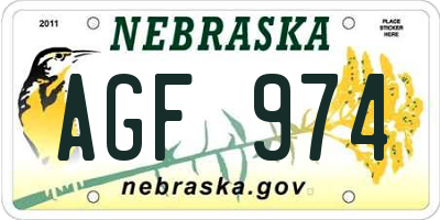 NE license plate AGF974