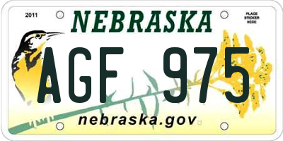 NE license plate AGF975