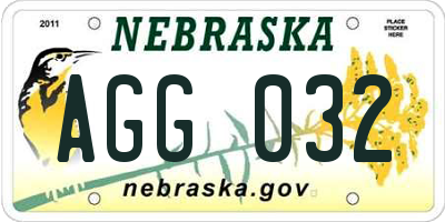 NE license plate AGG032