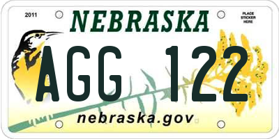 NE license plate AGG122