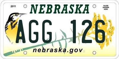 NE license plate AGG126