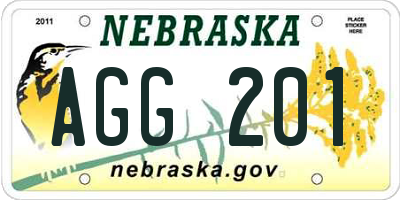 NE license plate AGG201