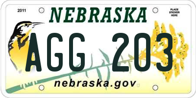 NE license plate AGG203