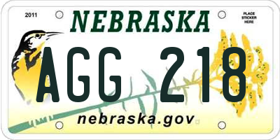 NE license plate AGG218