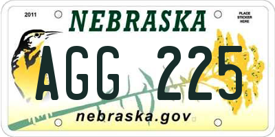 NE license plate AGG225