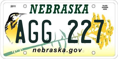 NE license plate AGG227