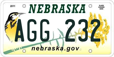 NE license plate AGG232