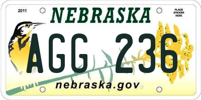 NE license plate AGG236