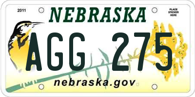 NE license plate AGG275