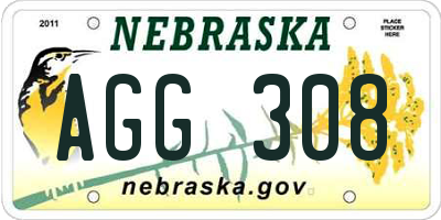 NE license plate AGG308