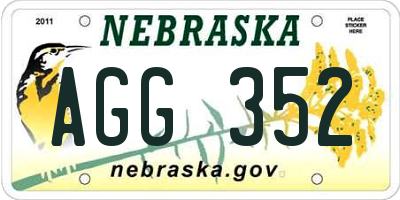 NE license plate AGG352