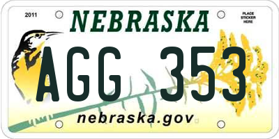 NE license plate AGG353