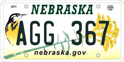 NE license plate AGG367