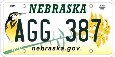 NE license plate AGG387