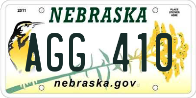 NE license plate AGG410