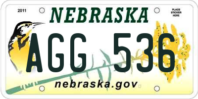 NE license plate AGG536