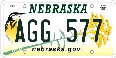 NE license plate AGG577
