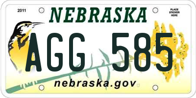 NE license plate AGG585