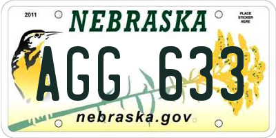 NE license plate AGG633