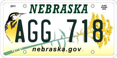 NE license plate AGG718