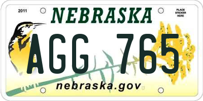 NE license plate AGG765