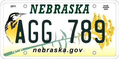 NE license plate AGG789
