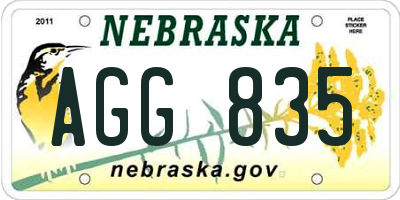 NE license plate AGG835