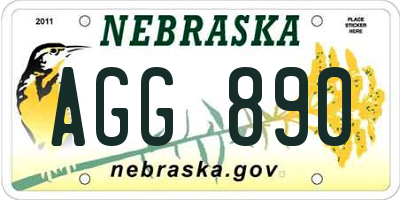 NE license plate AGG890