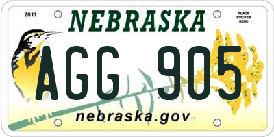 NE license plate AGG905