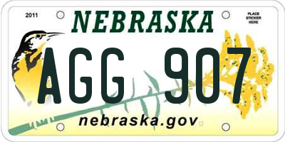 NE license plate AGG907