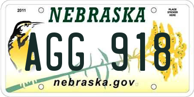 NE license plate AGG918