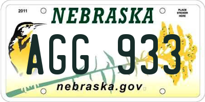 NE license plate AGG933