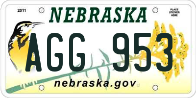 NE license plate AGG953