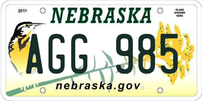 NE license plate AGG985